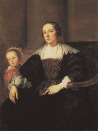 finmk002-Anthonis van Dyck (Bildnis der Gamahlin des Malers Theodor Rombouts und ihrer Tochter 1632)