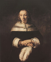 128-Rembrandt (Porträt einer Dame mit einem ostlichen Feder1660)