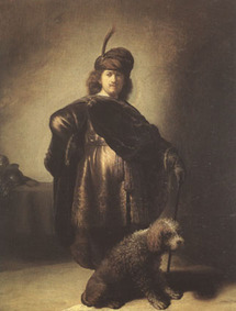finh092-Rembrandt(Selbstporträt als Orientale mit Hund 1631)